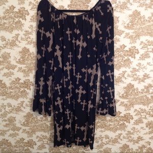 Black and Taupe Cross Boutique Tunic Dress